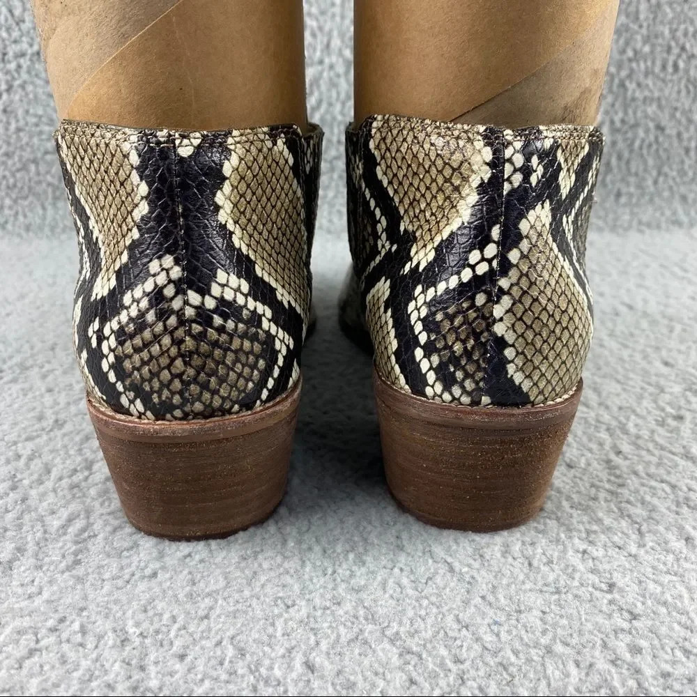 New Madewell Sonia Low Chelsea Bootie Snake Emboss Leather‎ Womens 8 Brown Black - Picture 8 of 16